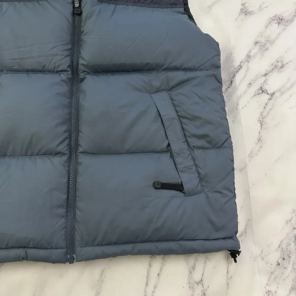 The North Face Mens Vintage Puffer Vest Size M Gray 700 Down Full Zip Up